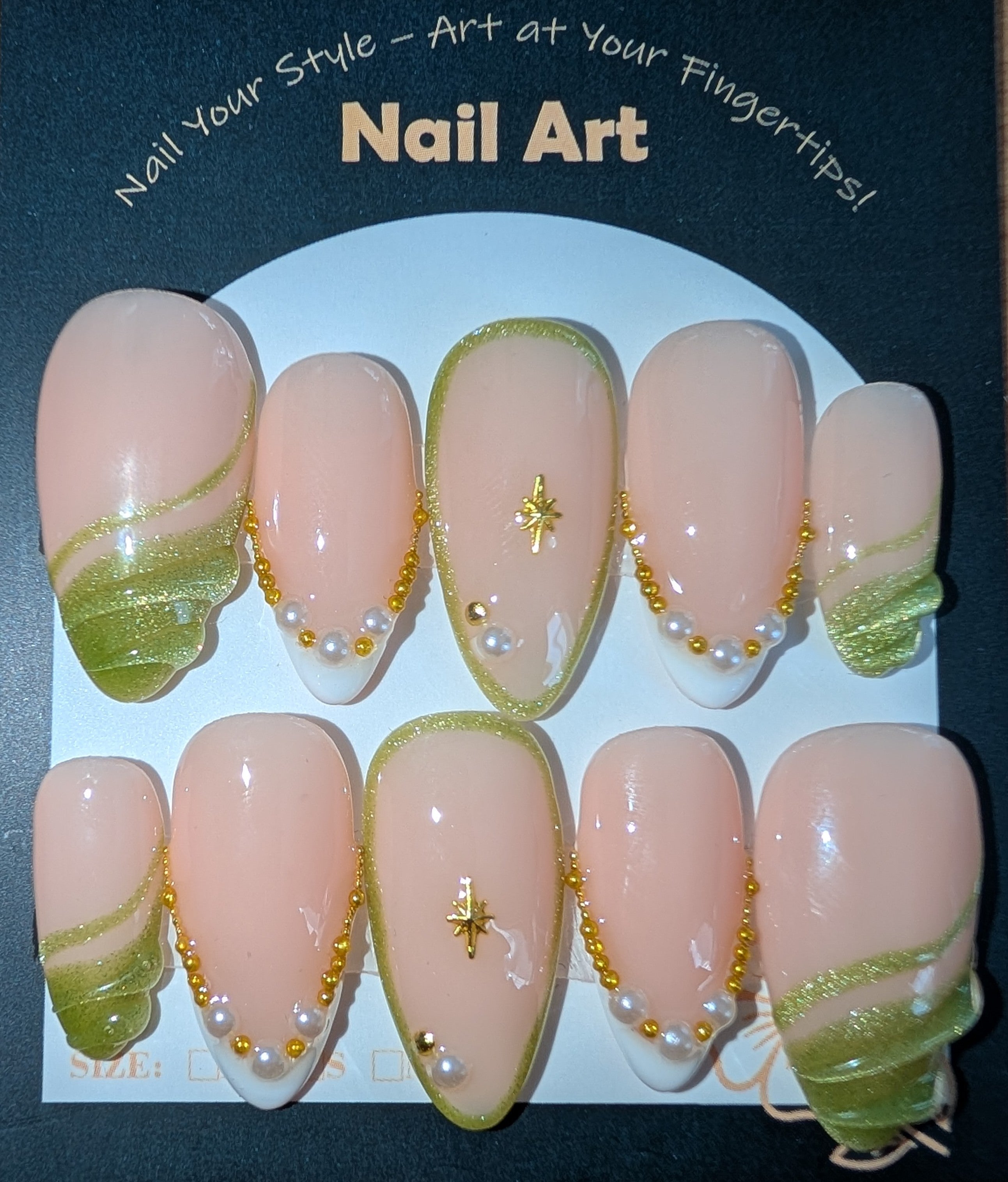 Medium almond Green Cateye